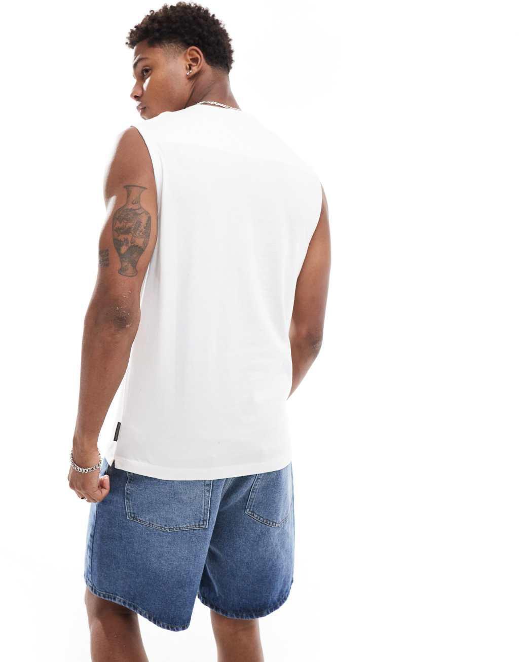 French Connection sleeveless T-shirt tank top in white Product Image