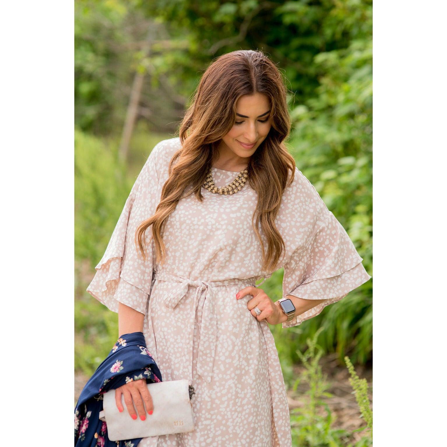 Speckled Layered Sleeve Dress Product Image