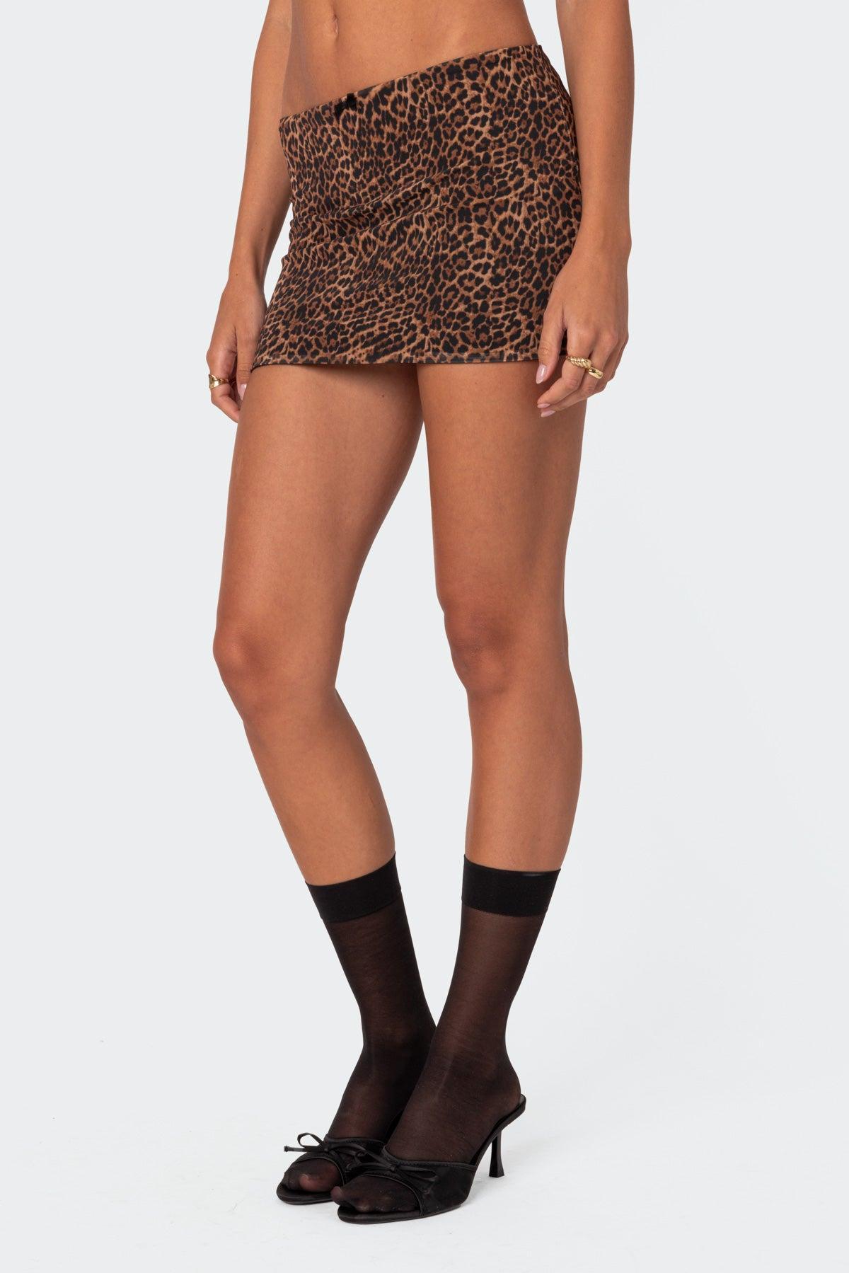 Edin Leopard Print Mesh Mini Skirt Product Image