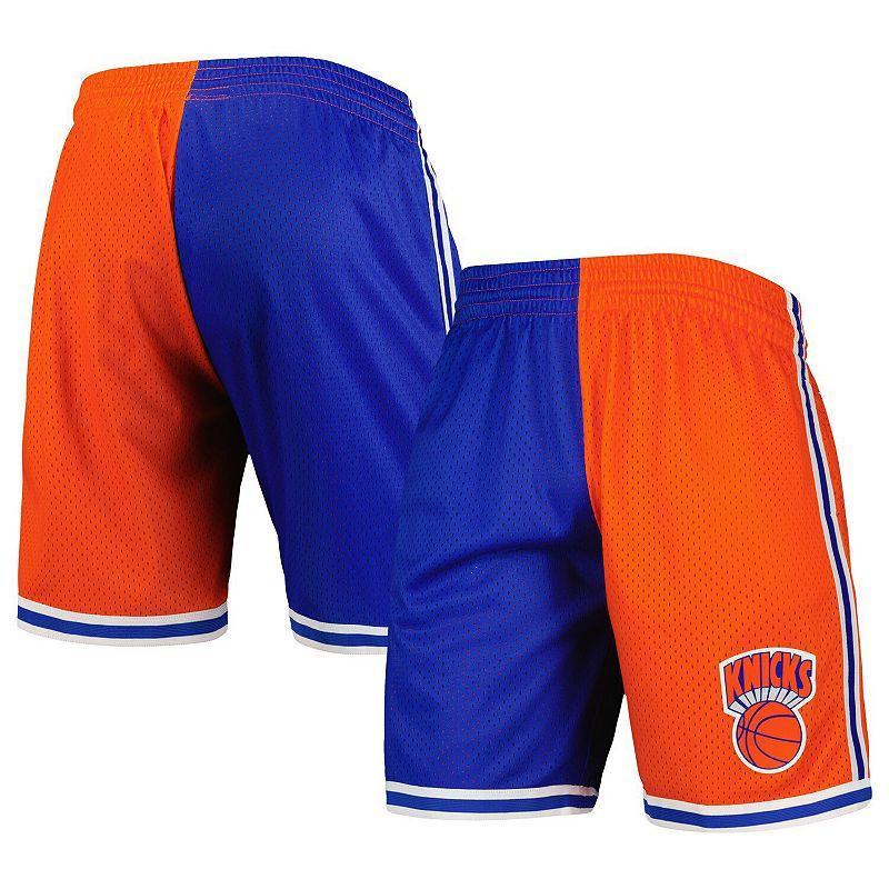 Mens Mitchell & Ness Blue/Orange New York Knicks Hardwood Classics 1991 Split Swingman Shorts Product Image