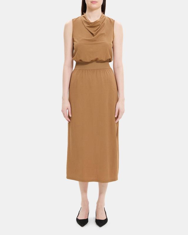 Sleeveless Cowl Neck Dress in Viscose-Blend Piqué Product Image