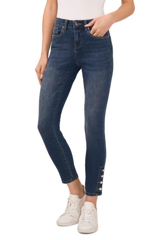 CeCe Indigo Wash Pearl Cuff Skinny Denim Jeans Product Image