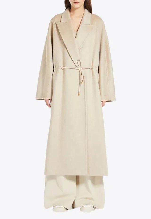 Oversize Cashmere Coat In Beige Product Image