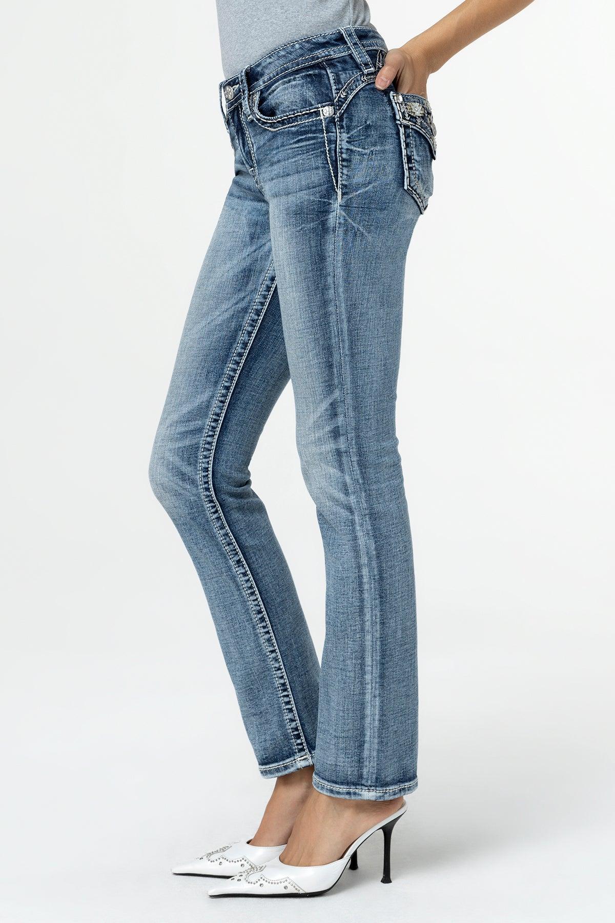 Coral Aztec Straight Jeans Product Image