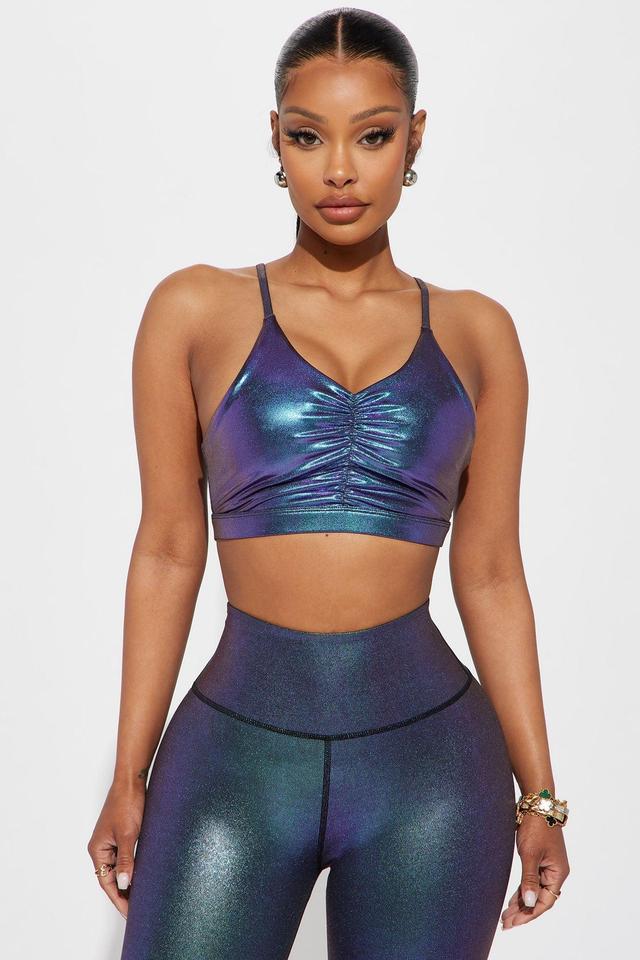 Zen Ruched Shimmer Sports Bra - Purple/combo Product Image