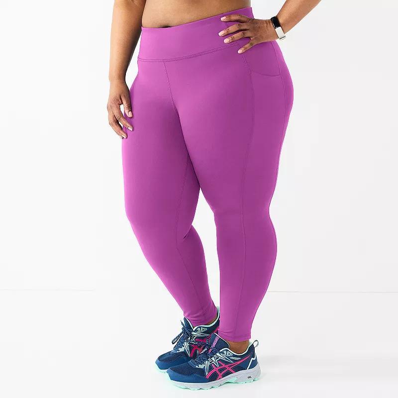 Plus Size Tek Gear Ultrastretch High-Waisted Side Pocket 7/8 Leggings, Womens Blue Oasis Product Image