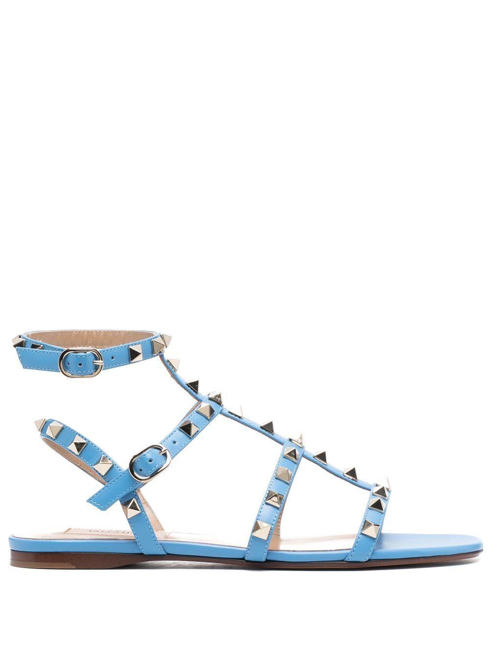 15mm Rockstud-embellished Open-toe Sandals In Blue Product Image