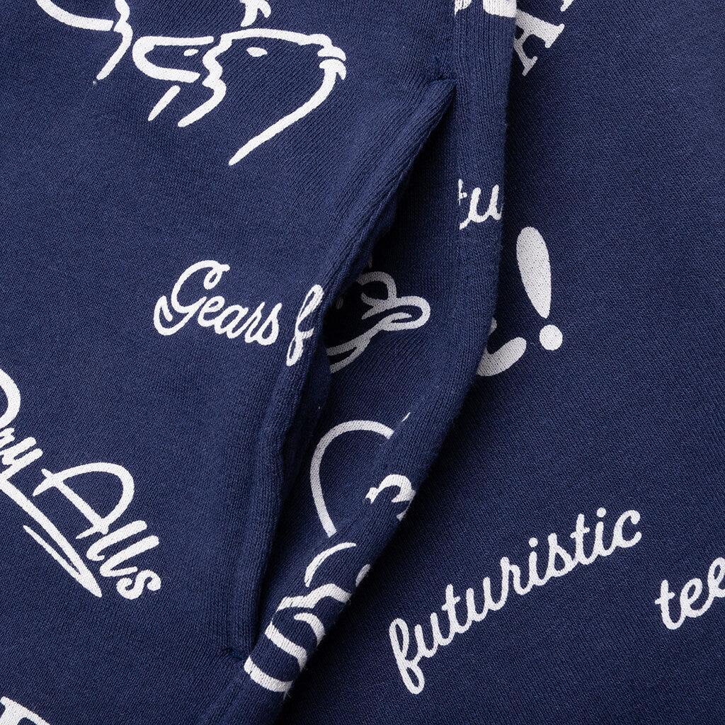 Printed Sweat Shorts - Navy Male Product Image