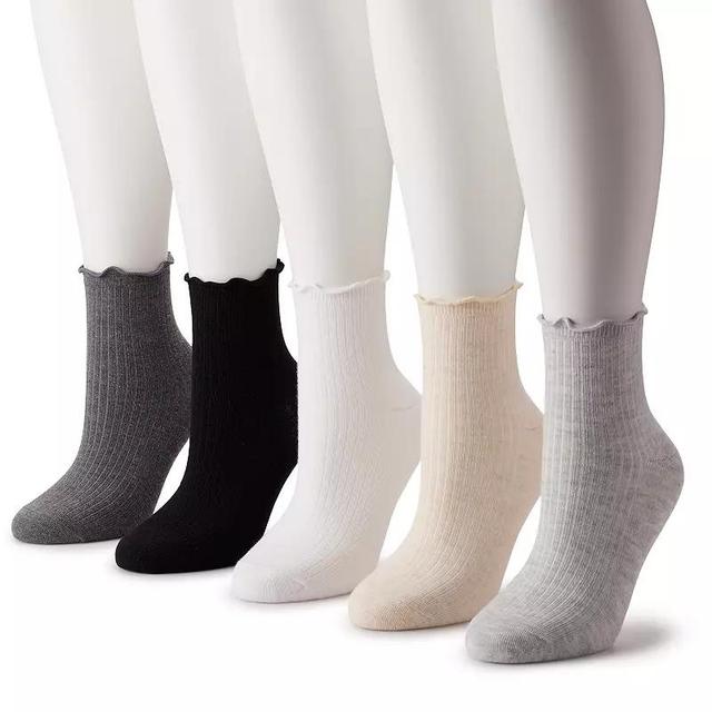 Womens Sonoma Goods For Life 5-Pack Lettuce Edge Ankle Socks Product Image