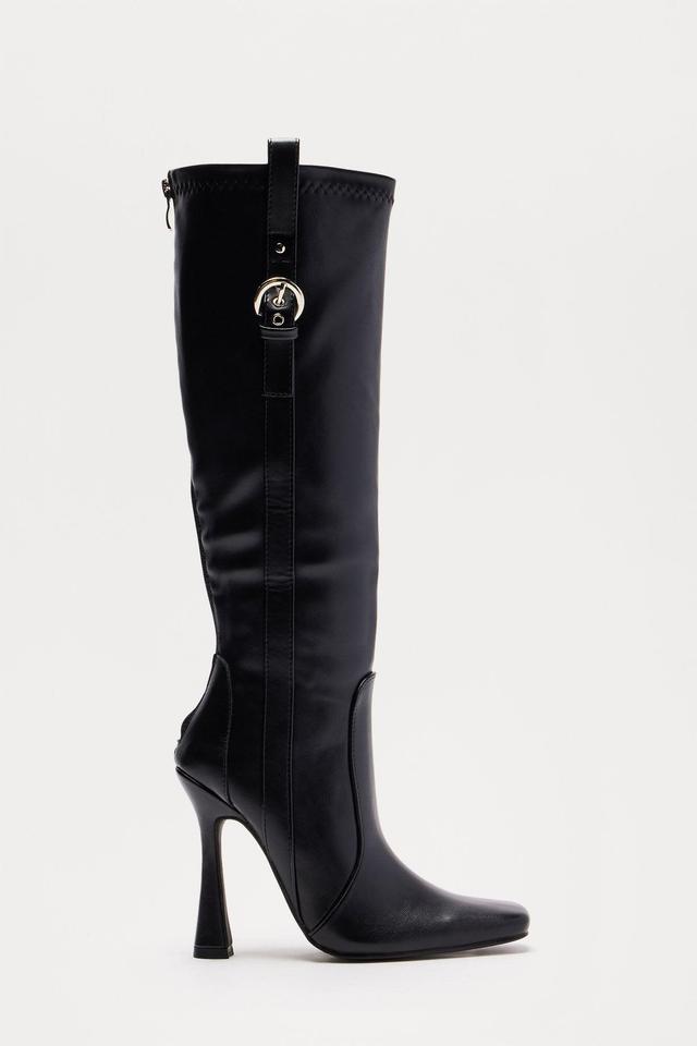 Anika Buckle Knee High Boots - Black Product Image