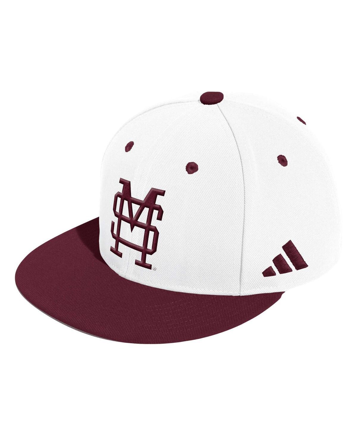 Mens adidas White Mississippi State Bulldogs On-Field Baseball Fitted Hat Product Image