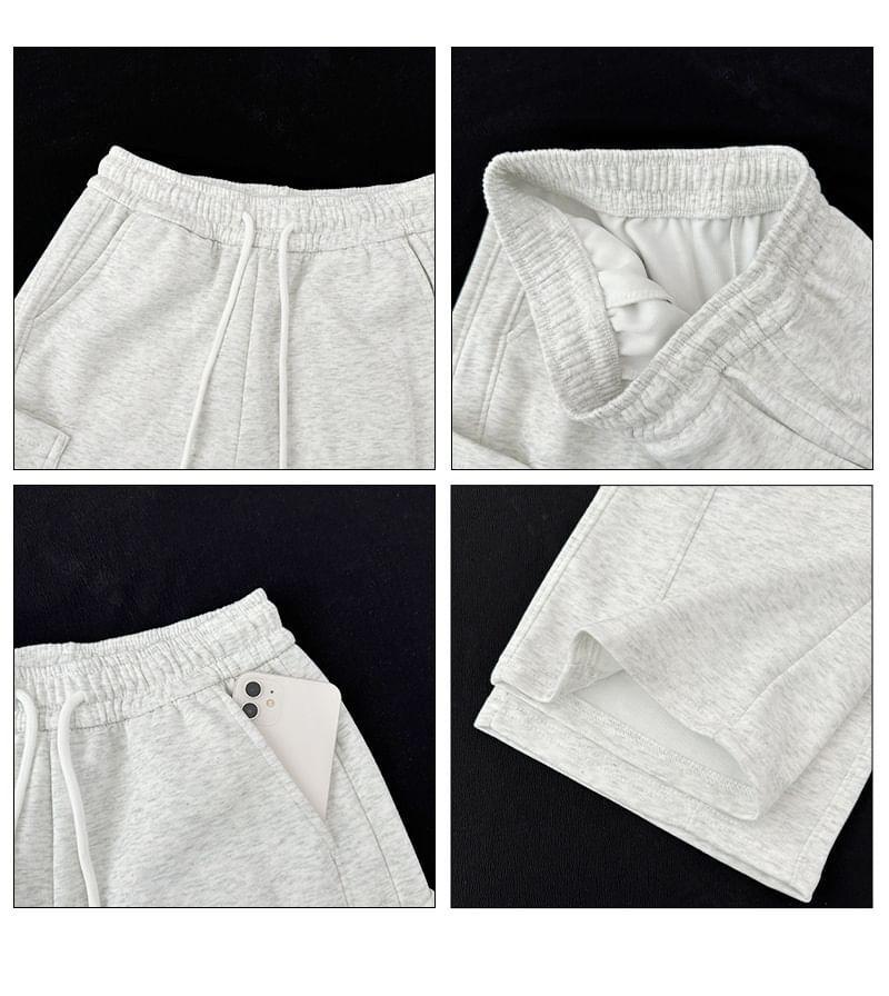 High Waist Plain Loose Fit Cargo Sweatpants (Various Designs) Product Image