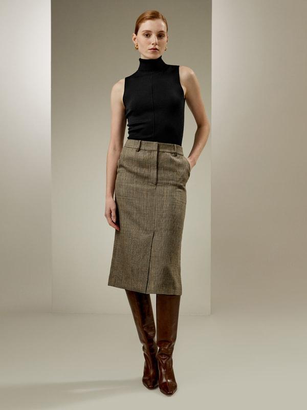 Sprezzatura Glen Check Pencil Skirt Product Image