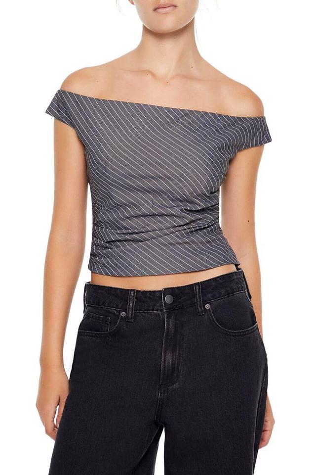 Pinstriped Off-the-Shoulder Crop Top | Forever 21 Product Image