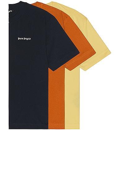 Palm Angels Classic Logo Tri Pack Tee in Navy,Mustard,Burnt Orange Product Image