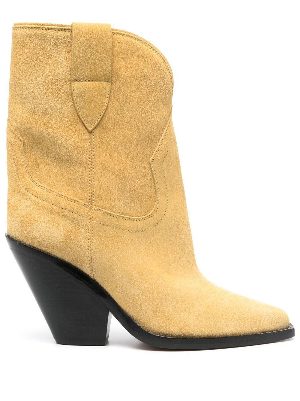 90mm Suede Boots In Light Yellow Product Image