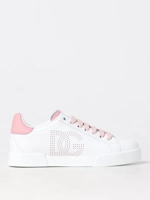 DOLCE & GABBANA Women's Portofino Low Sneakers In White,pink Product Image