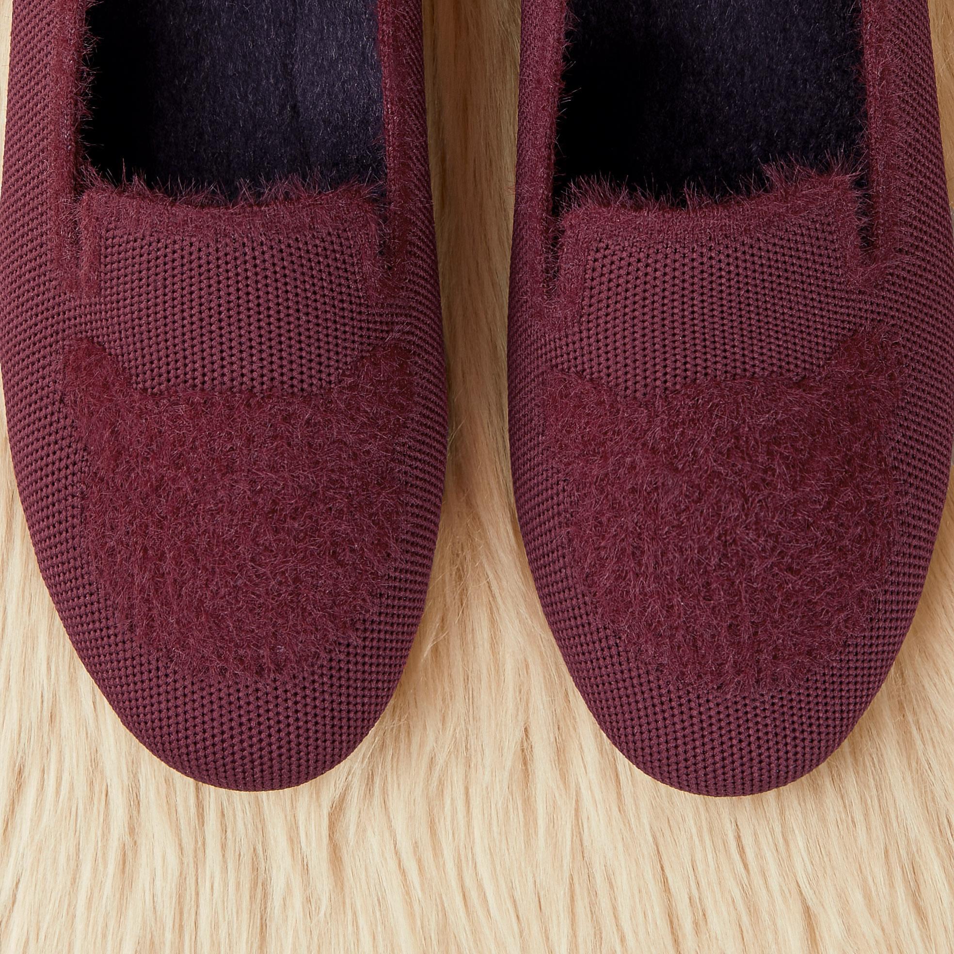 Round-Toe Faux Mink-Knit Loafers Product Image