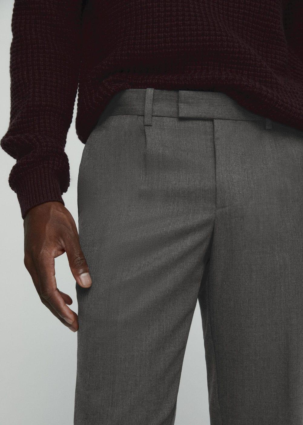 MANGO MAN - Pleat detail wool pants greyMen Product Image