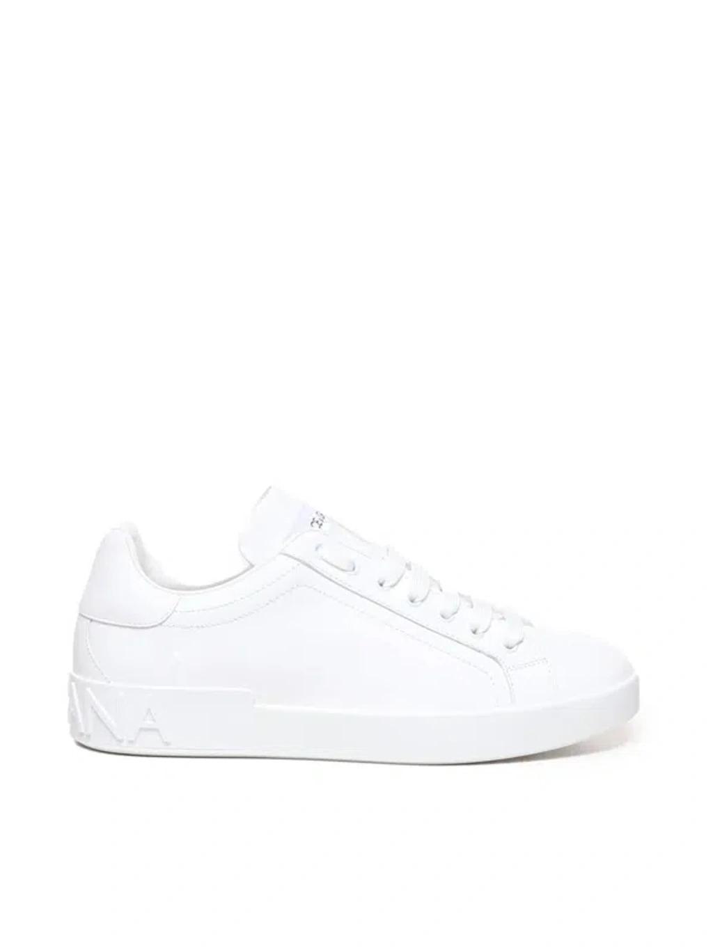 Portofino Vintage Leather Low-top Sneakers In White Product Image