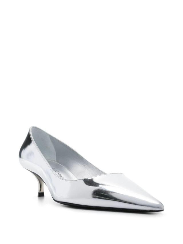 Eva Metallic Kitten-heel Pumps In Grey Product Image