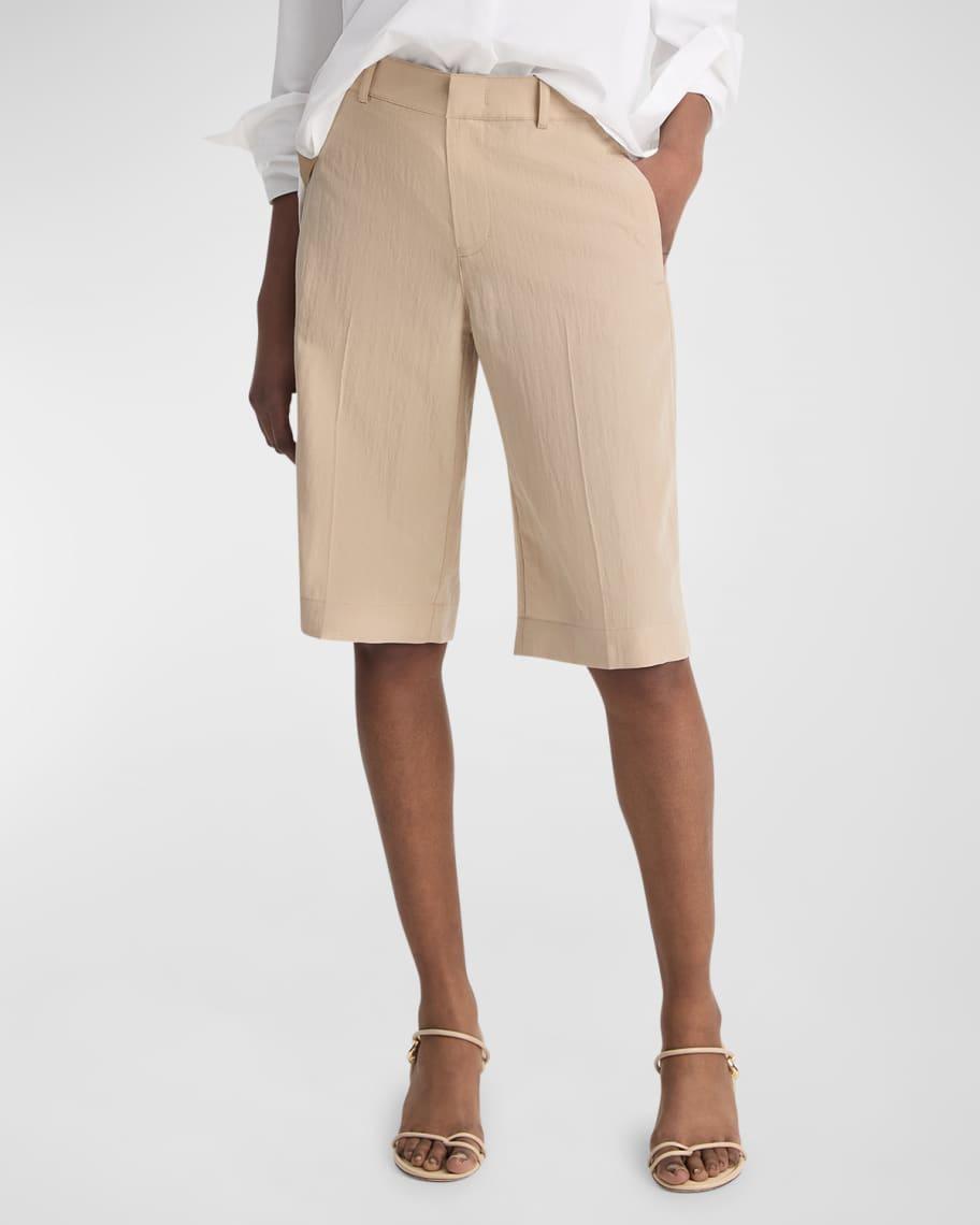 Mid-Rise Textured Tailored Shorts Product Image