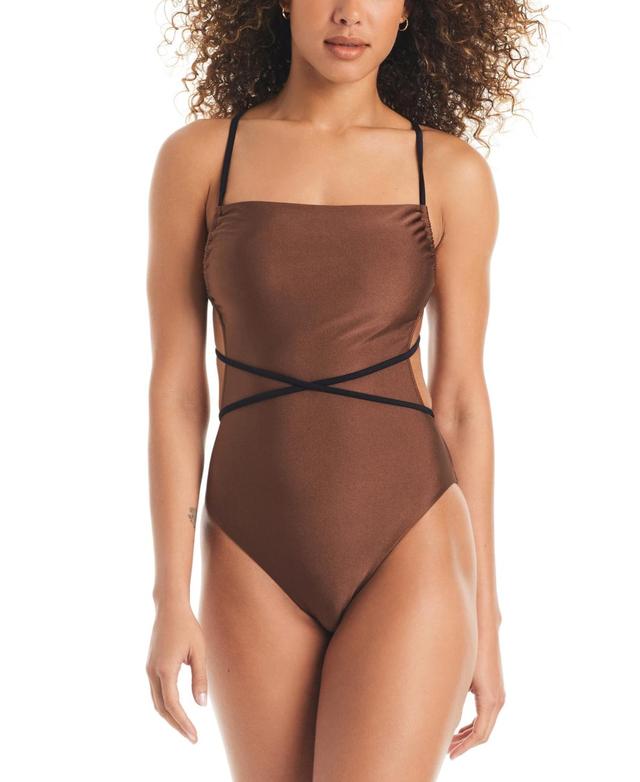 Sanctuary Womens Twice As Nice Wrap Tie One Piece Swimsuit Product Image