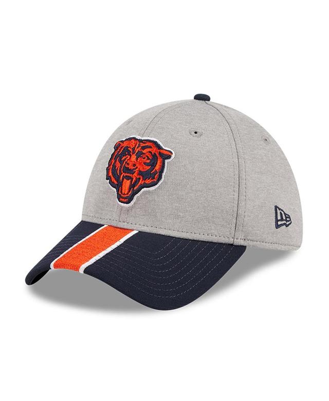 Mens New Era Heather Gray/Navy Chicago Bears Striped 39THIRTY Flex Hat Grey Product Image