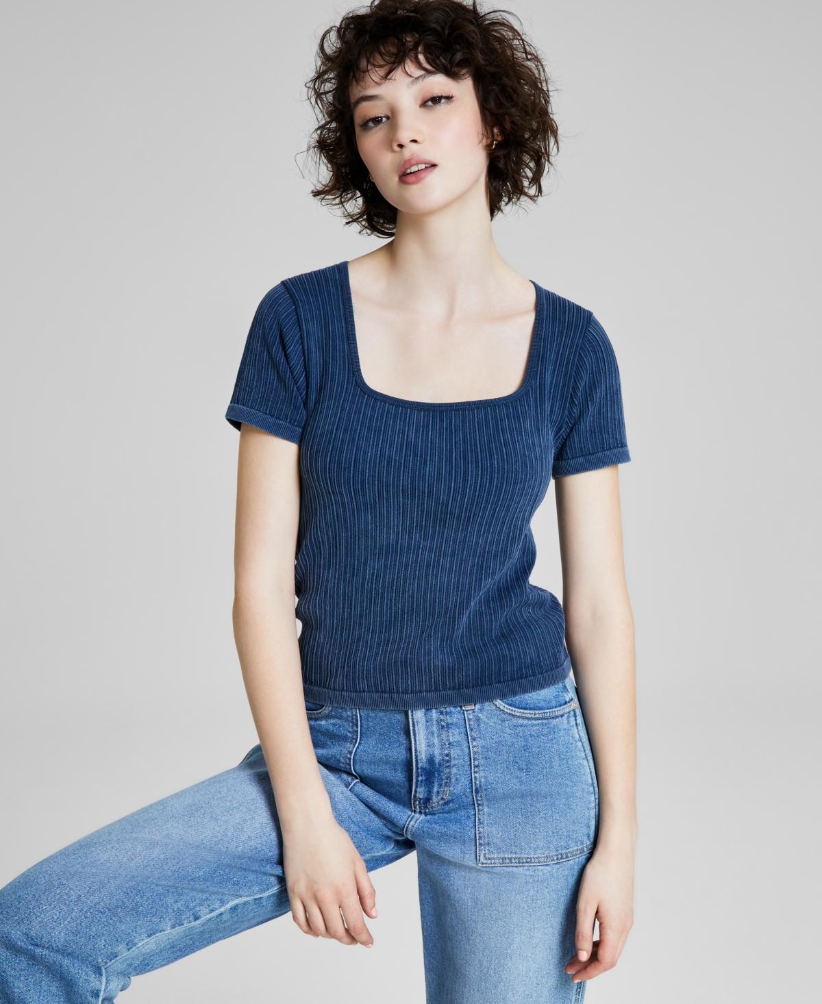 And Now This Womens Ribbed Seamless Square-Neck Tee, Created for Macys Product Image