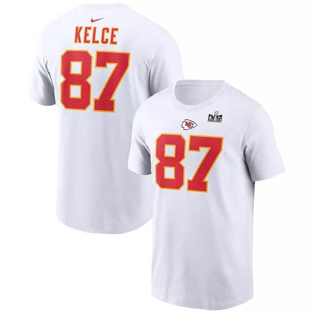 Mens Nike Travis Kelce Kansas City Chiefs Super Bowl LVIII Patch Player Name & Number T-Shirt Product Image