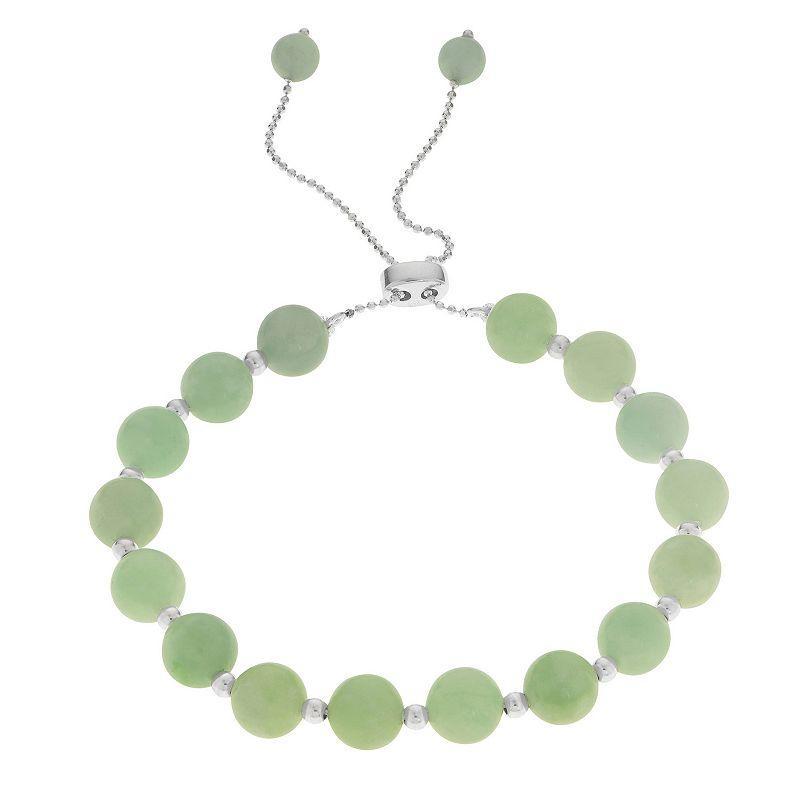 Sterling Silver Jade Bead Bolo Bracelet, Womens Product Image