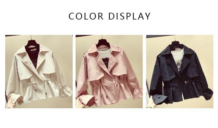 Flared-Cuff Plain Drawstring Jacket Product Image