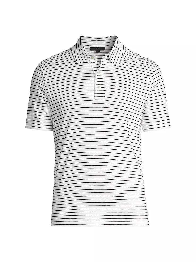 Striped Linen Polo Shirt Product Image