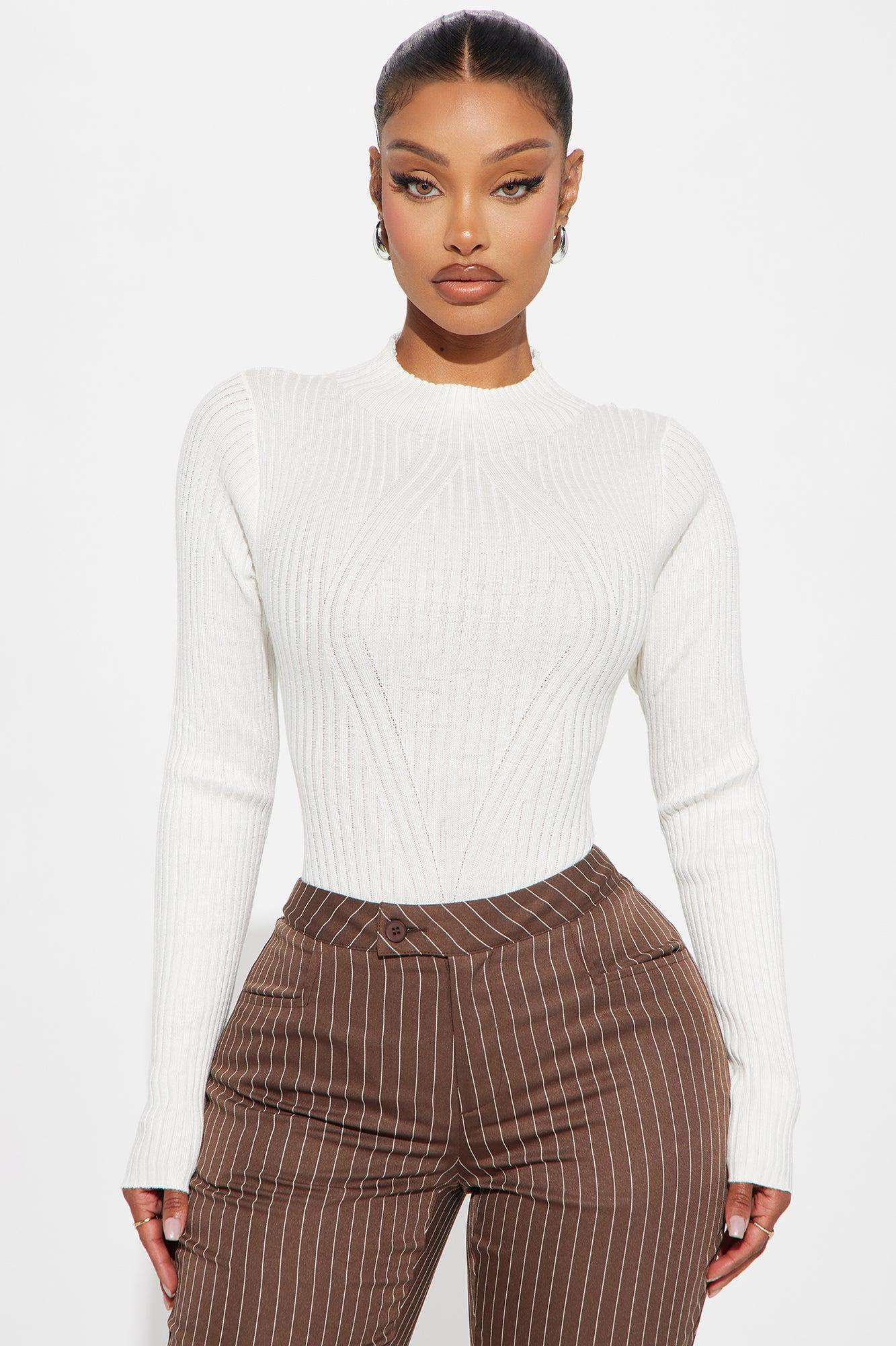 Marenna Sweater Bodysuit - White Product Image