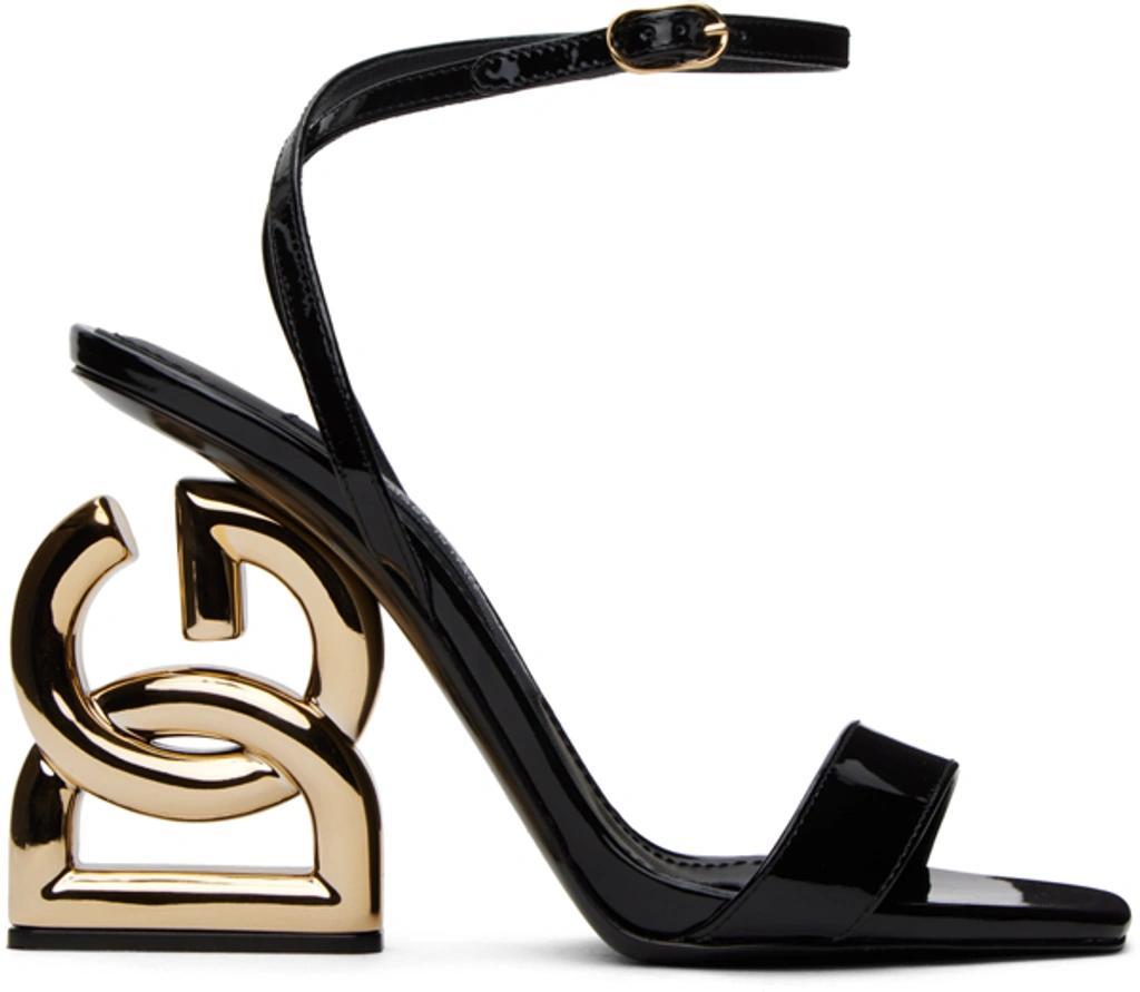 Black Patent Leather Heeled Sandals In 80999 Nero Product Image