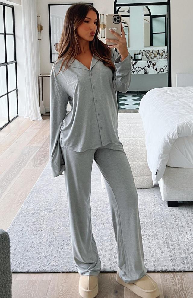 Pillow Talk Long Sleeve Pyjama Set Grey Marle Product Image