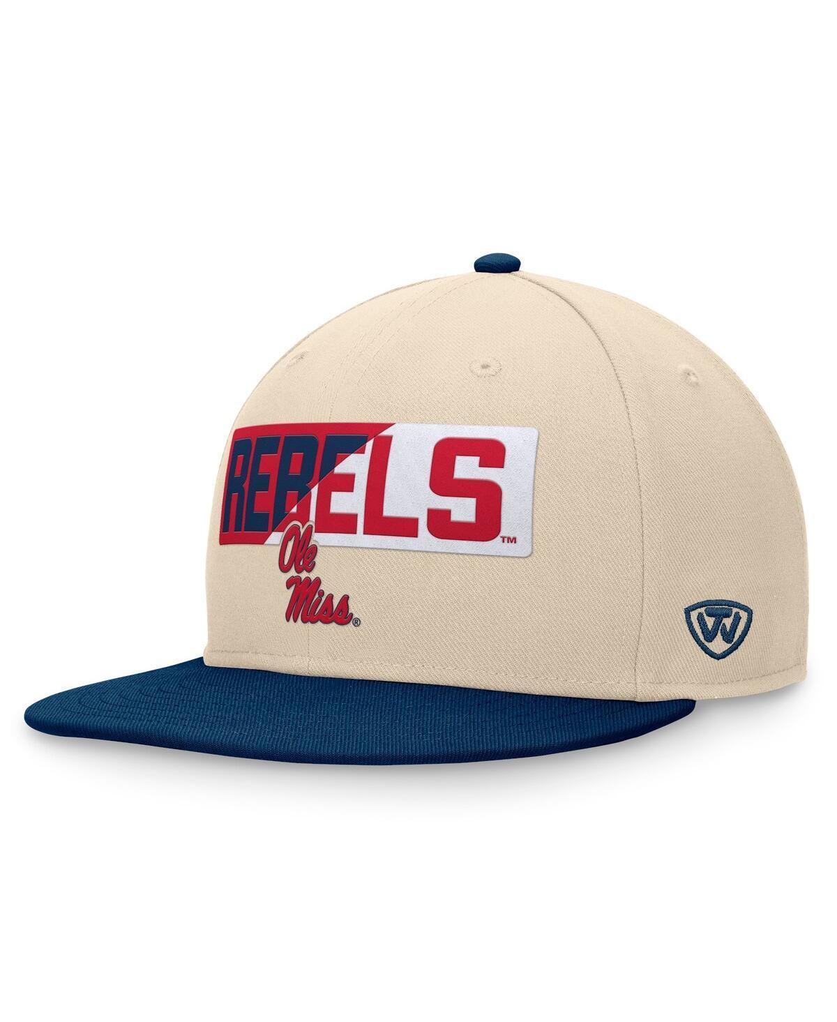 Mens Top of the World Khaki Ole Miss Rebels Goalaso Snapback Hat Product Image