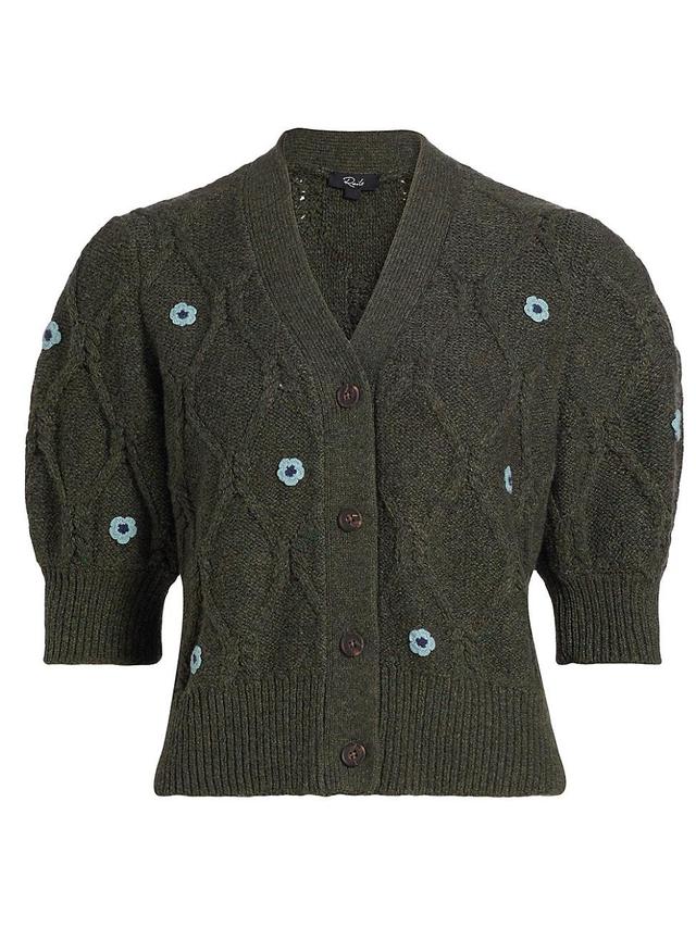 Womens Isla Fisherman Floral Puff-Sleeve Cardigan Product Image