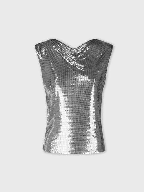 Top in a silver mini mesh Product Image