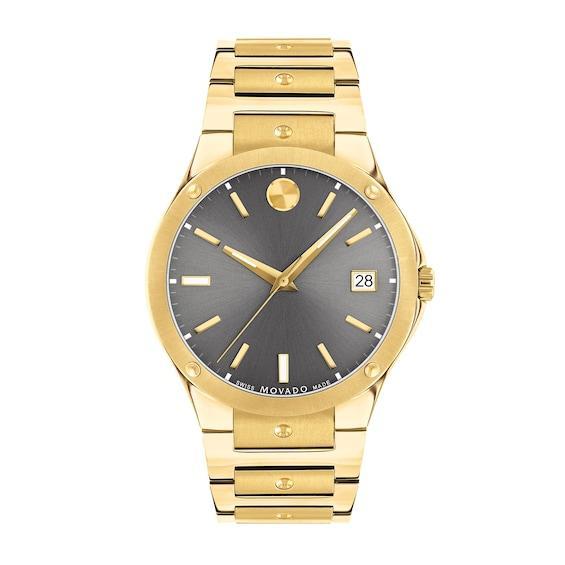 Men's Movado SE Gold-Tone PVD Watch with Grey Dial (Model: 0607707) Product Image