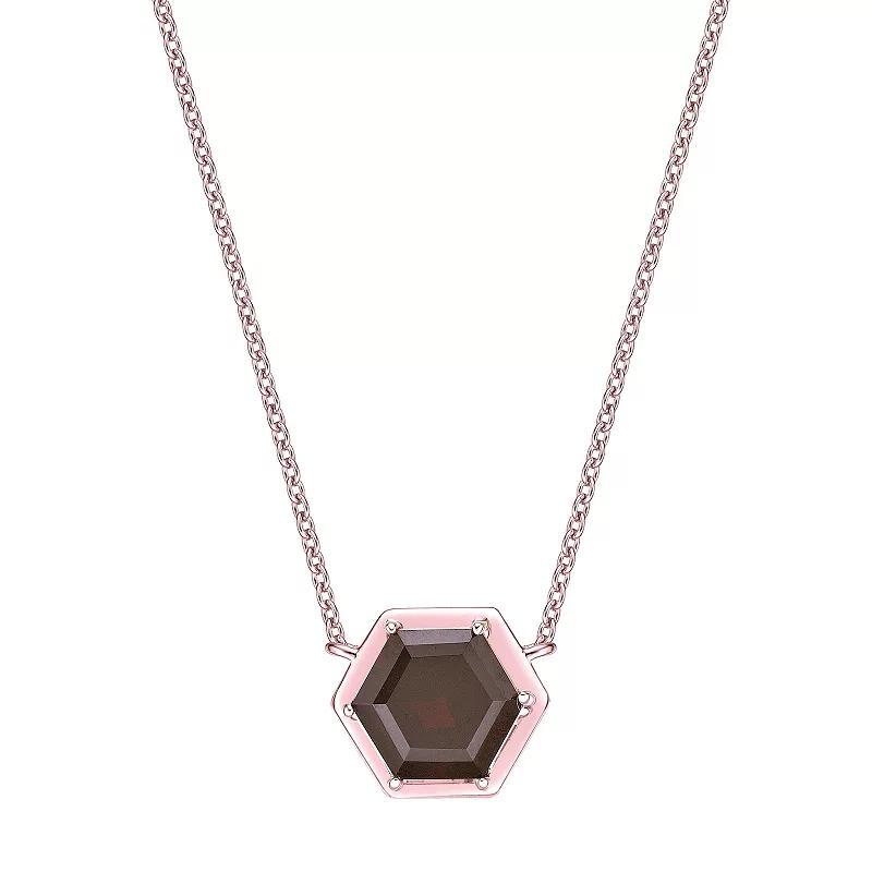 Gemminded 18k Rose Gold Over Silver Garnet Pendant Necklace, Womens Pink Tone Product Image