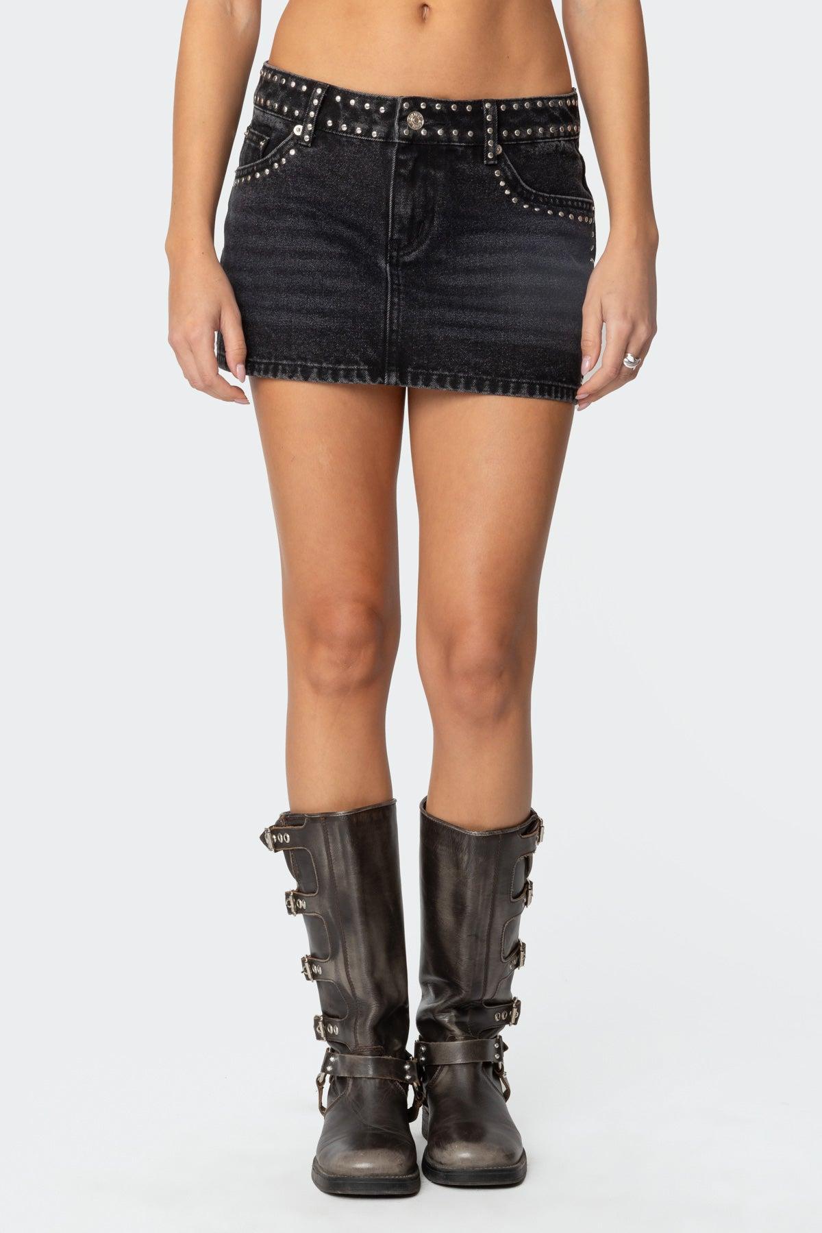 Mia Studded Denim Mini Skirt Product Image