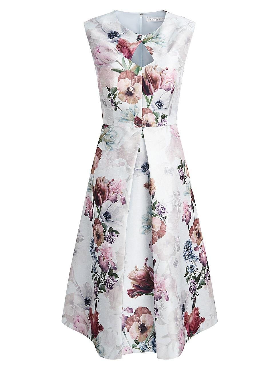 Womens Rue Floral Metallic Organza A-Line Midi-Dress Product Image