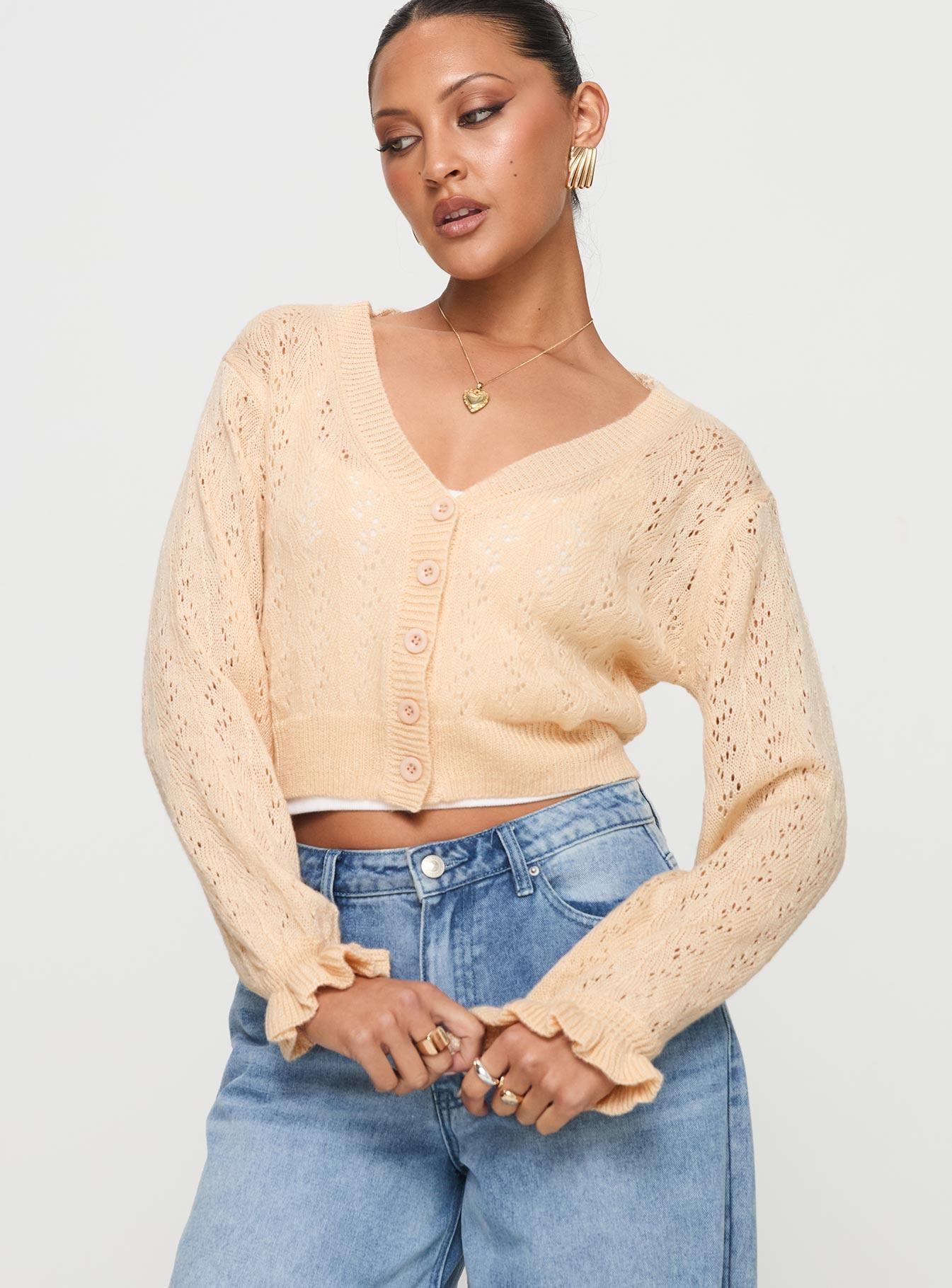 Lyric Cropped Cardigan Beige Product Image