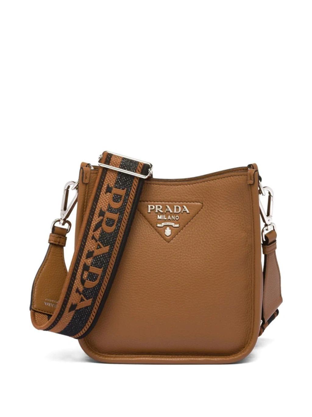 PRADA Mini Logo-plaque Shoulder Bag In Brown product image