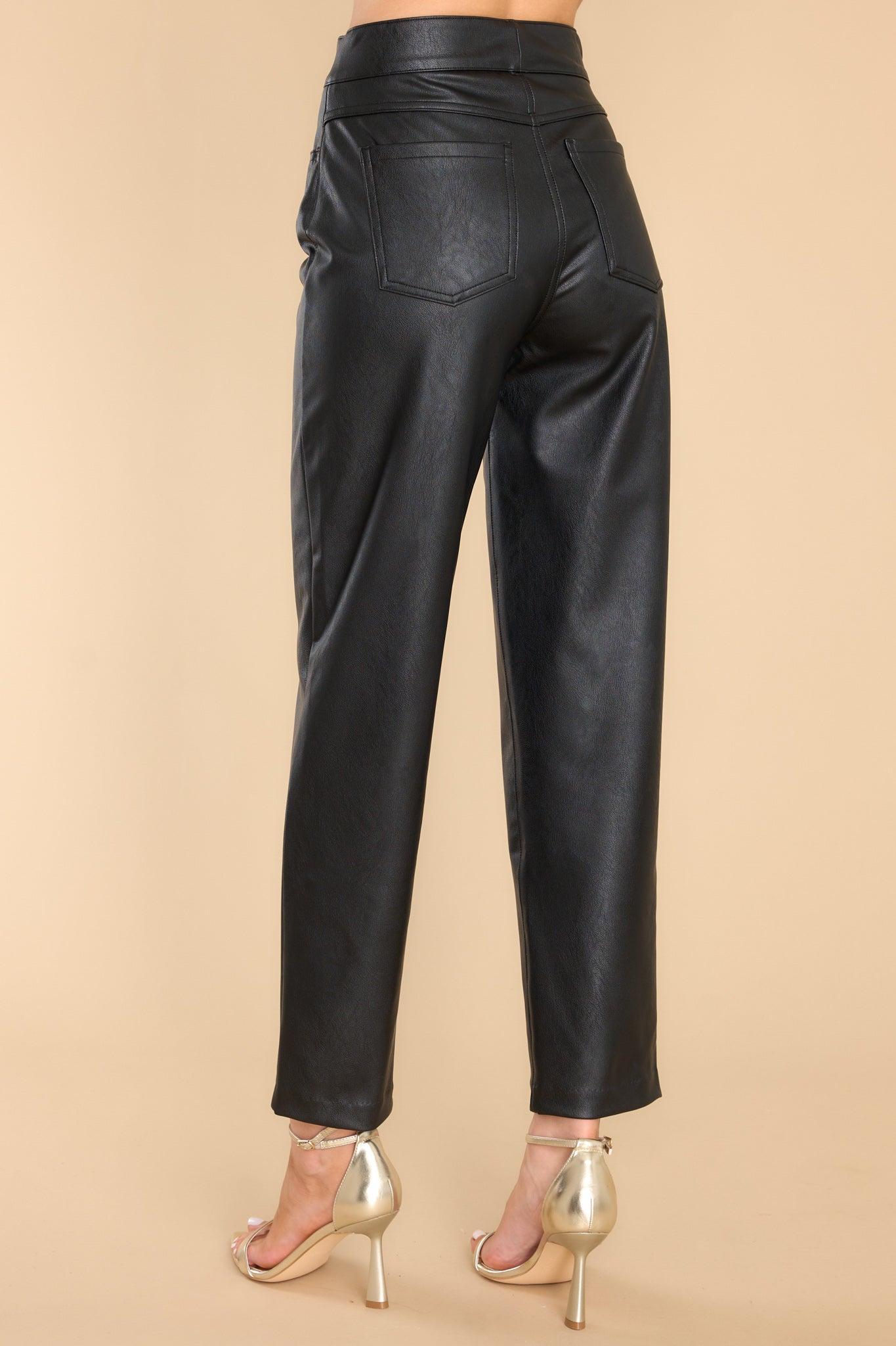 Spanx Leather-Like Ankle Skinny Luxe Black Pants Product Image