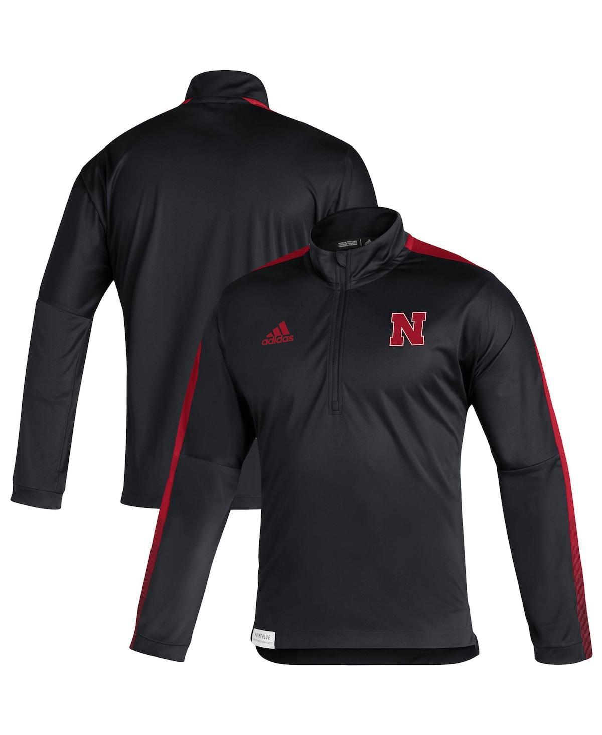 Mens adidas Black Nebraska Huskers 2021 Sideline Quarter-Zip Jacket Product Image