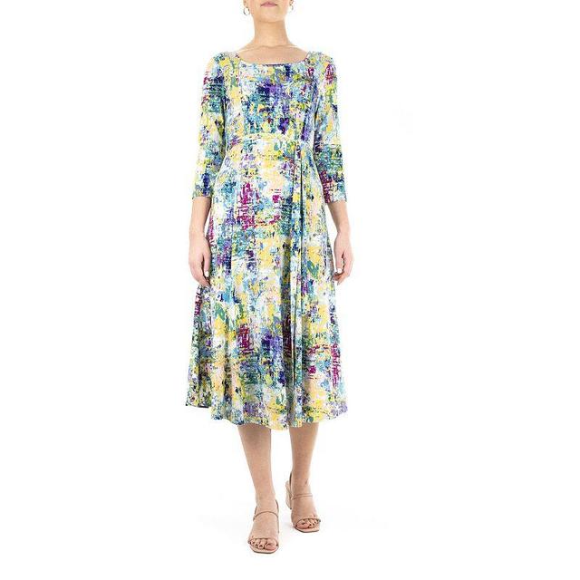 Womens Nina Leonard Sylvia Print Midi Dress Blue Product Image