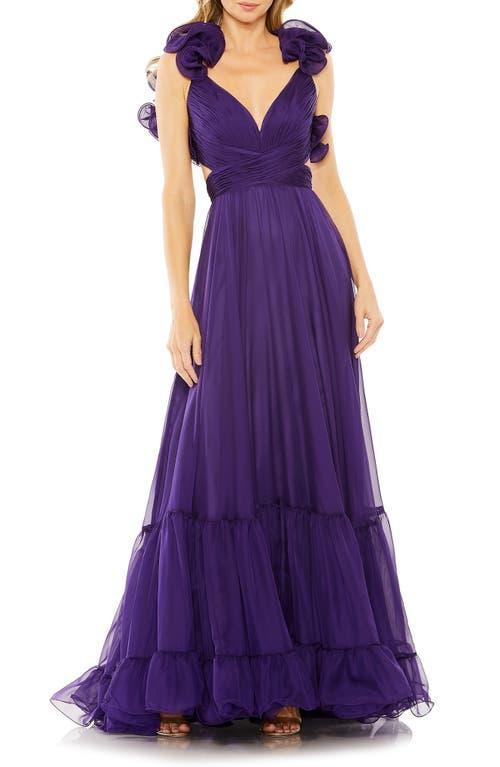 Womens Ieena Ruffle Tiered Cut-Out Chiffon Gown Product Image