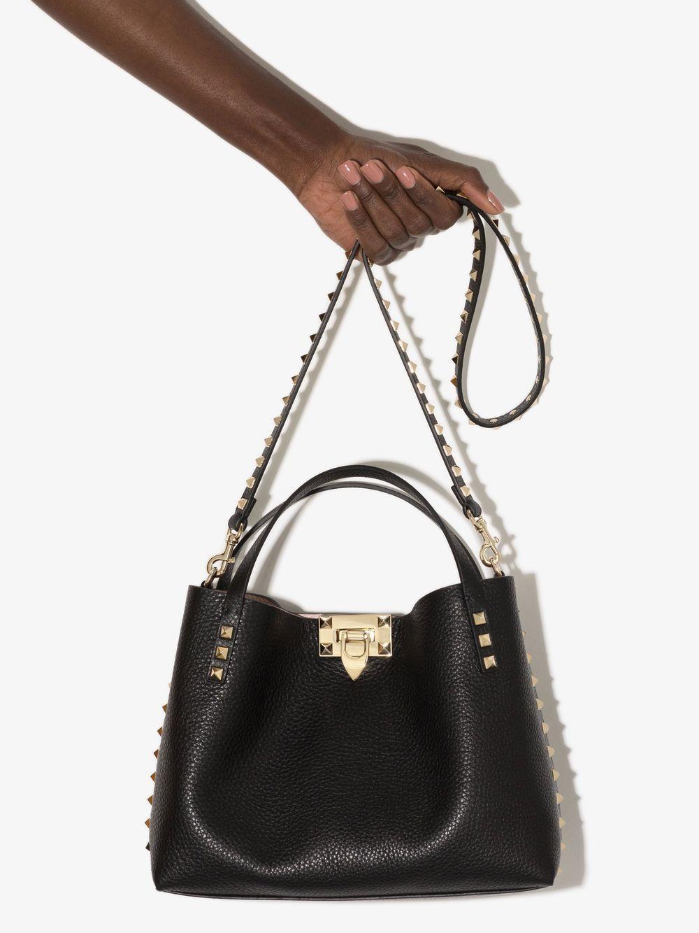 Small Rockstud Tote Bag In Black Product Image